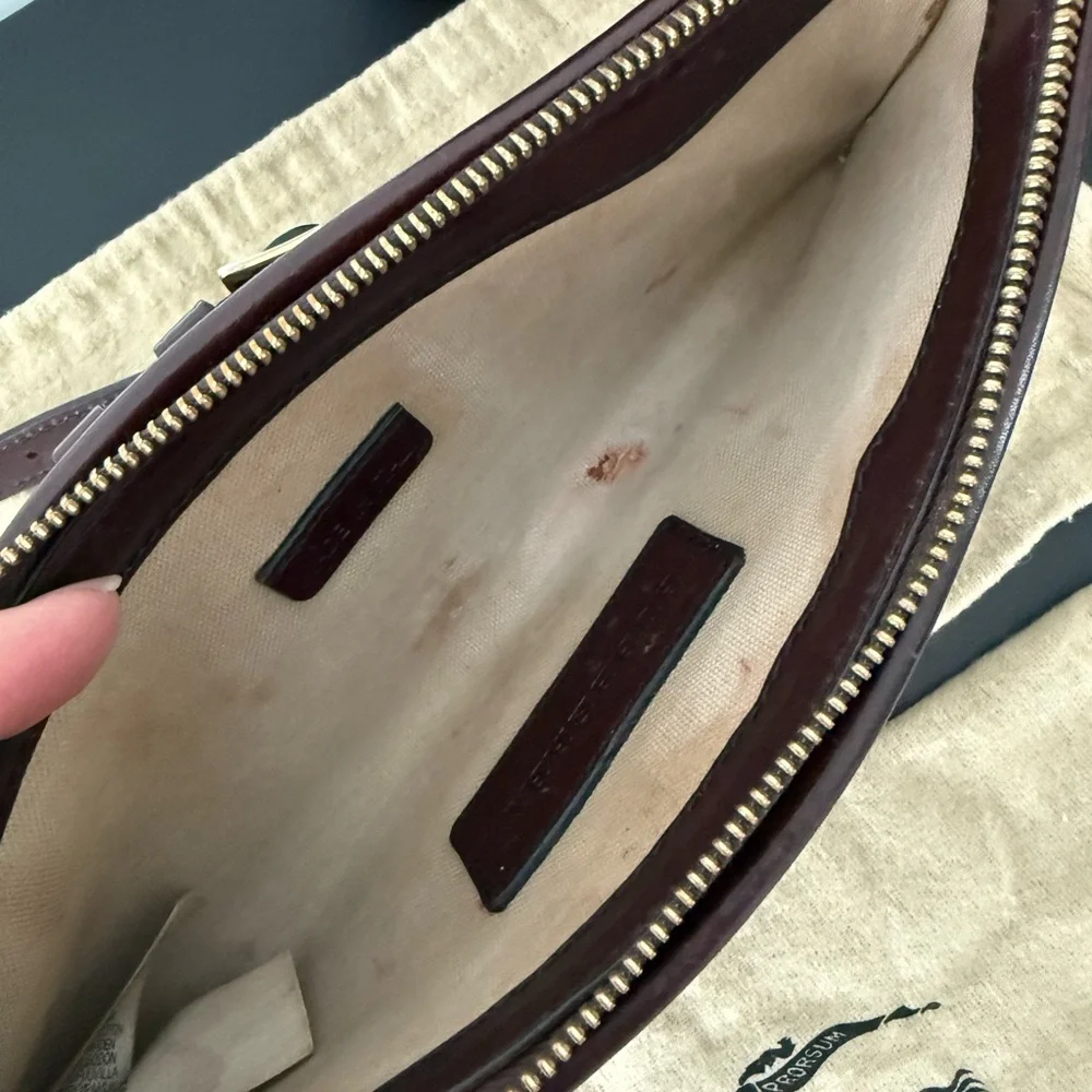 BURBERRY
House Check Bridle Calfskin Mini Parmoor Clutch Bag Dark Burgandy - Picture 9 of 12